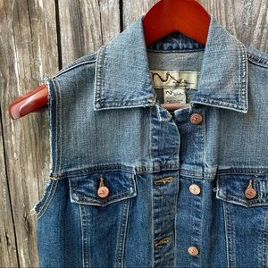 Fringe Jean Vest Small